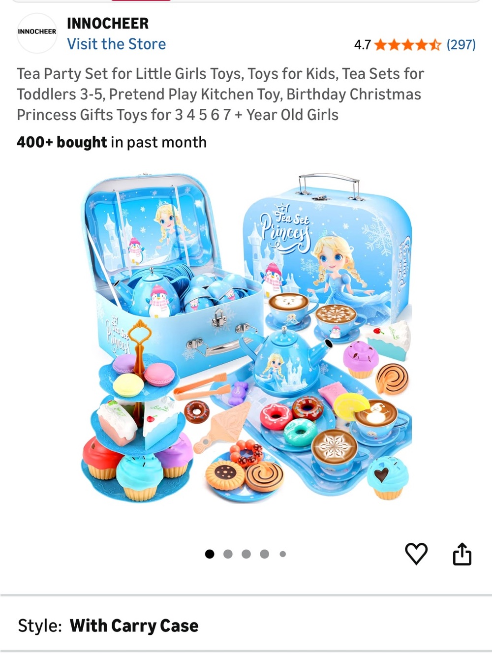 Prince Blue Princess Tea Party Playset with Carry Case